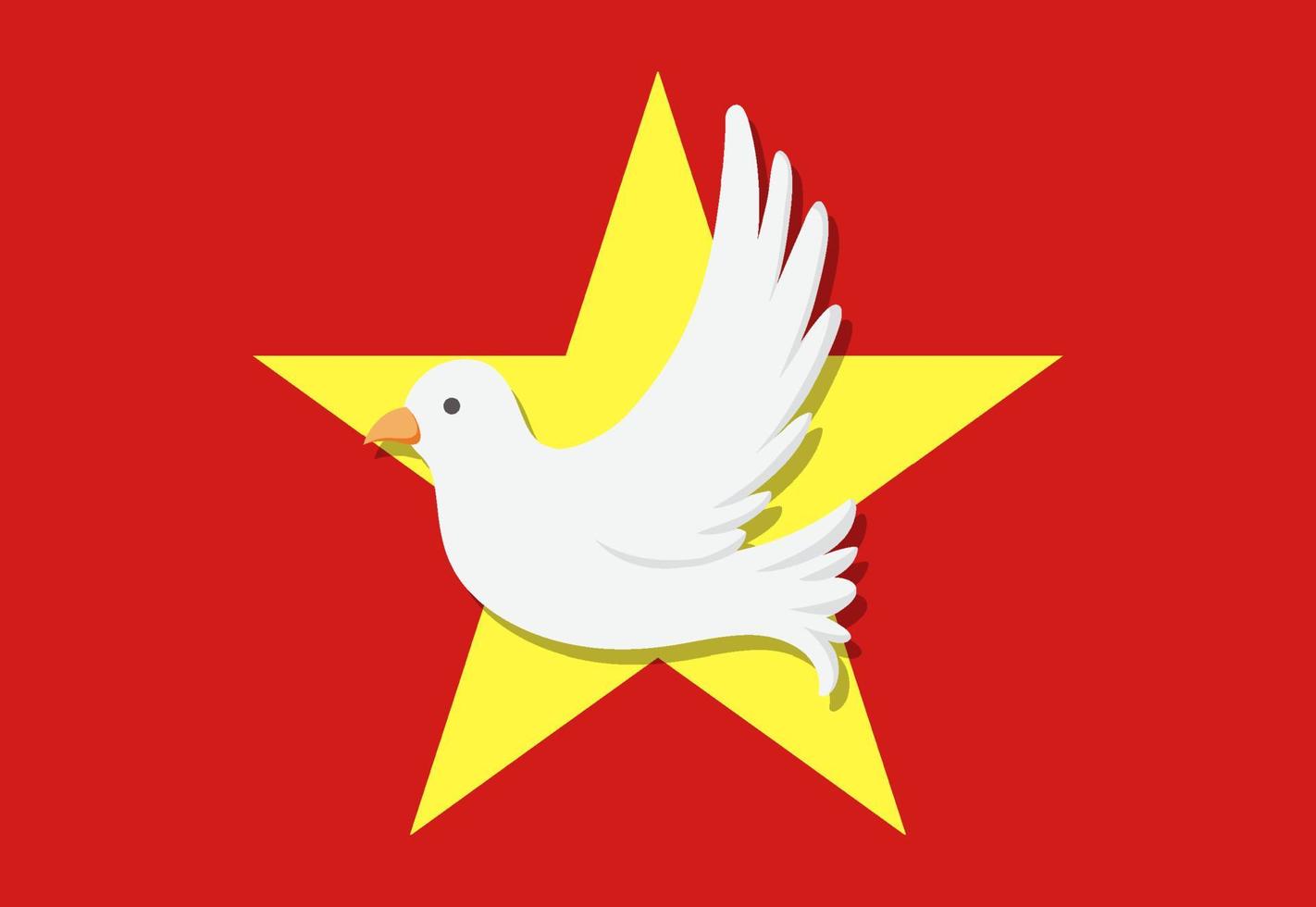 bandera de vietnam con paloma blanca vector