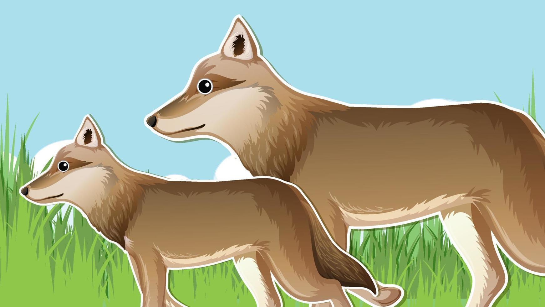 Mother and baby wolf background vector