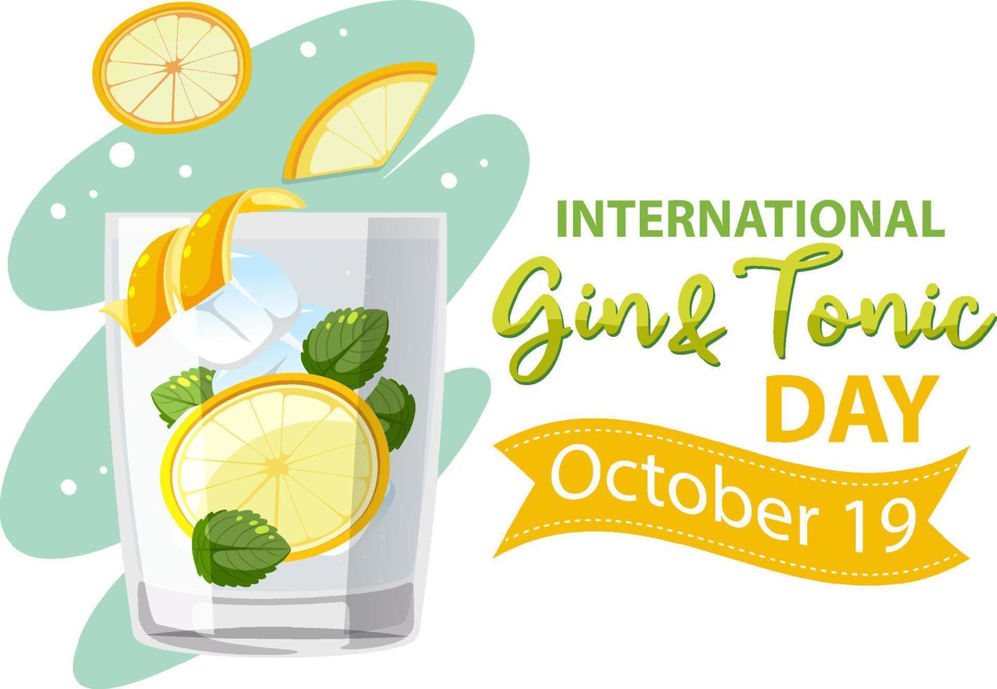 International gin and tonic day logo design vector