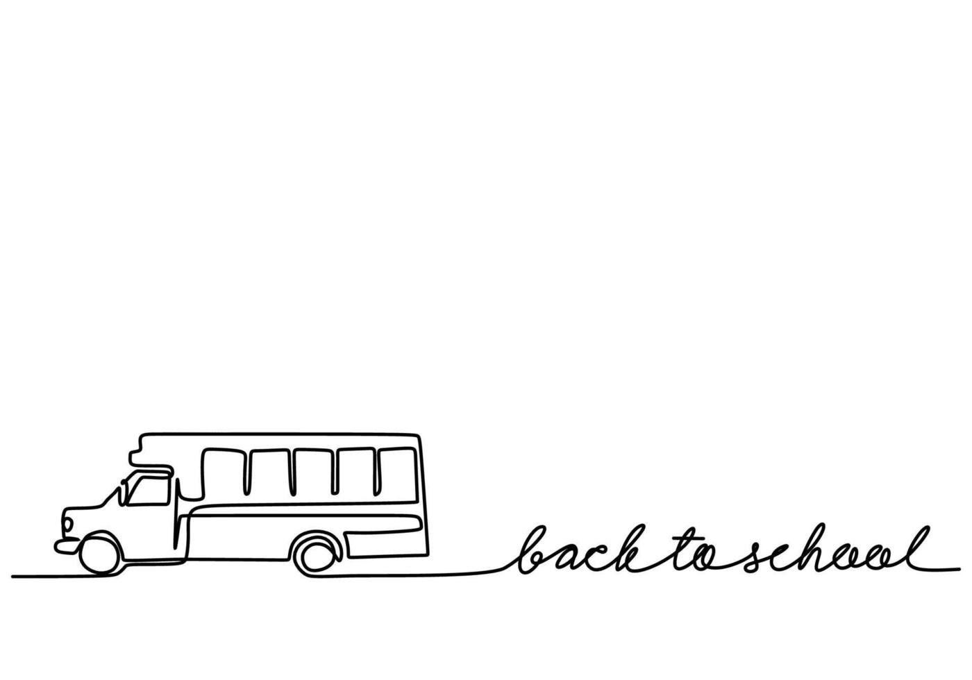 One continuous single line hand drawn of bus for back to school theme isolated on white background. vector