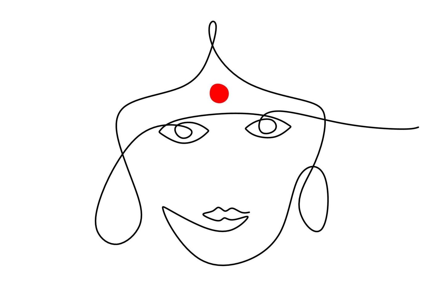 One continuous single line india woman for india independence day vector