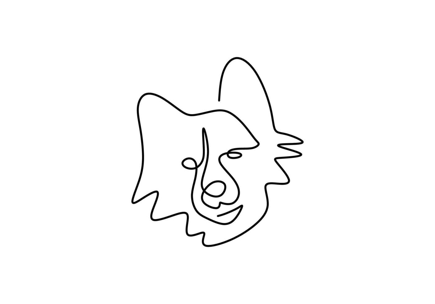 One continuous single line of dog head for international dog day vector