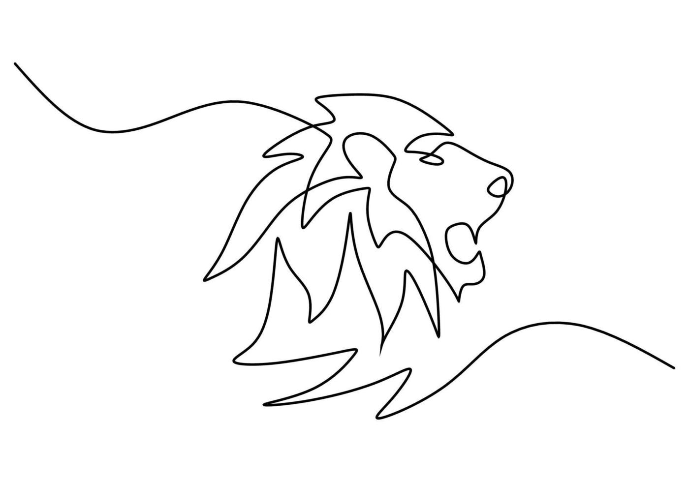 One continuous single line of big lion head for world lion day isolated on white background. vector