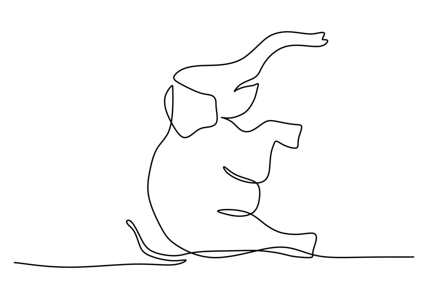 One continuous single line of standing elephant for world elephant day vector