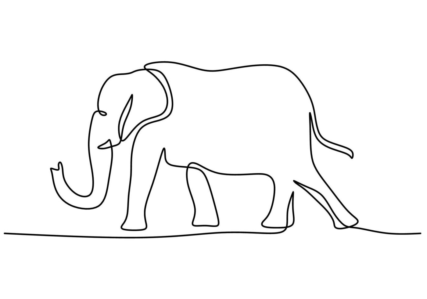 One continuous single line of big elephant for world elephant day vector