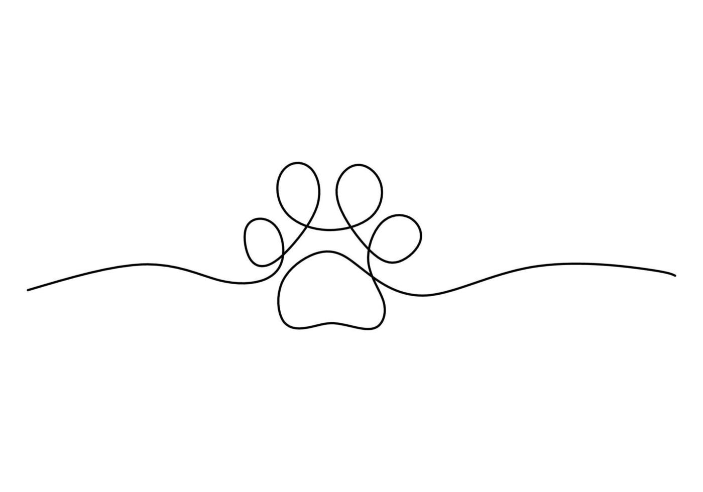 One continuous single line of cat footprint for international cat day vector