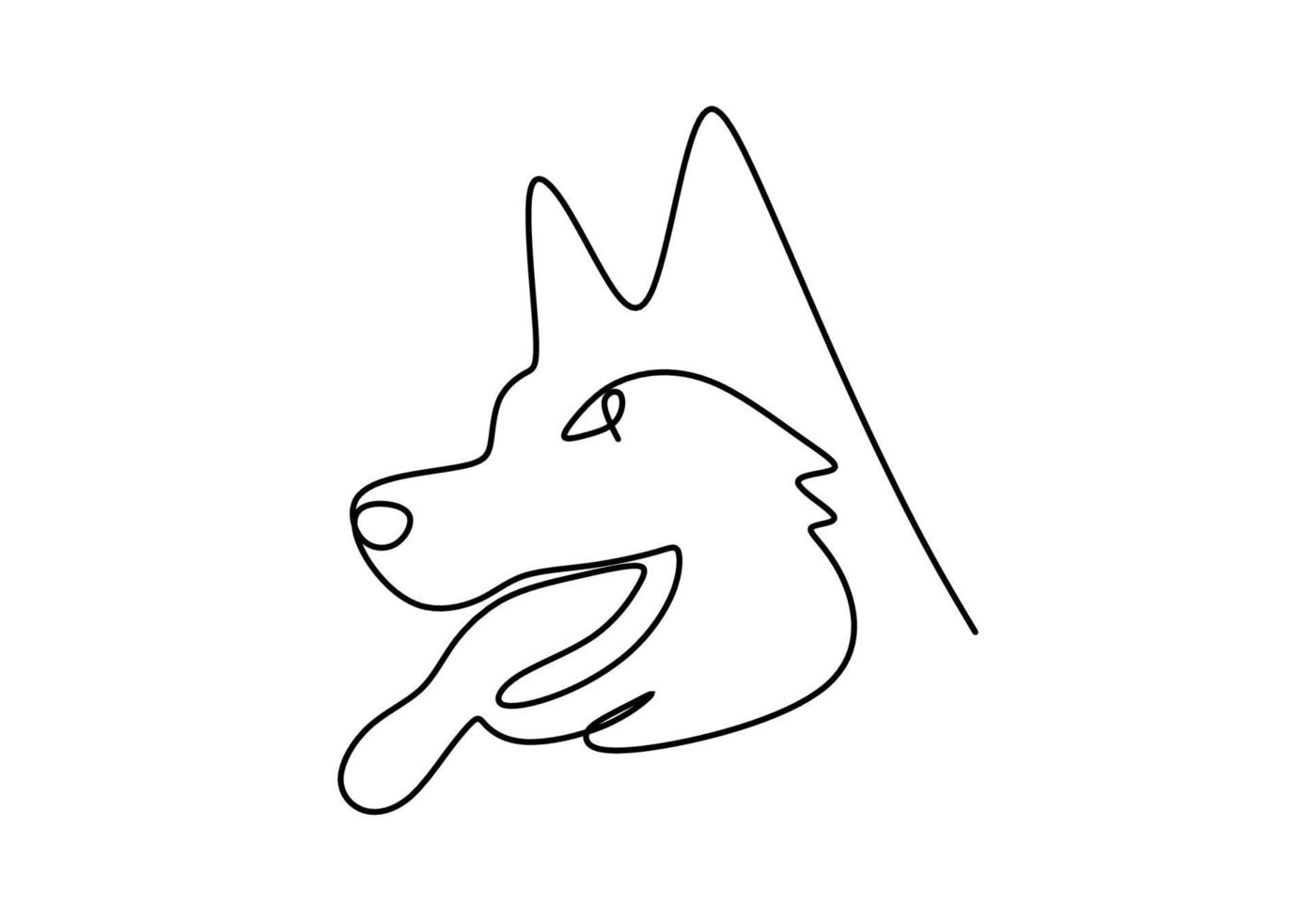 One continuous single line of dog head for international dog day vector