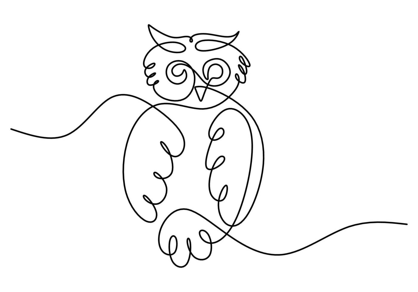 One continuous single line of owl for international bat night vector
