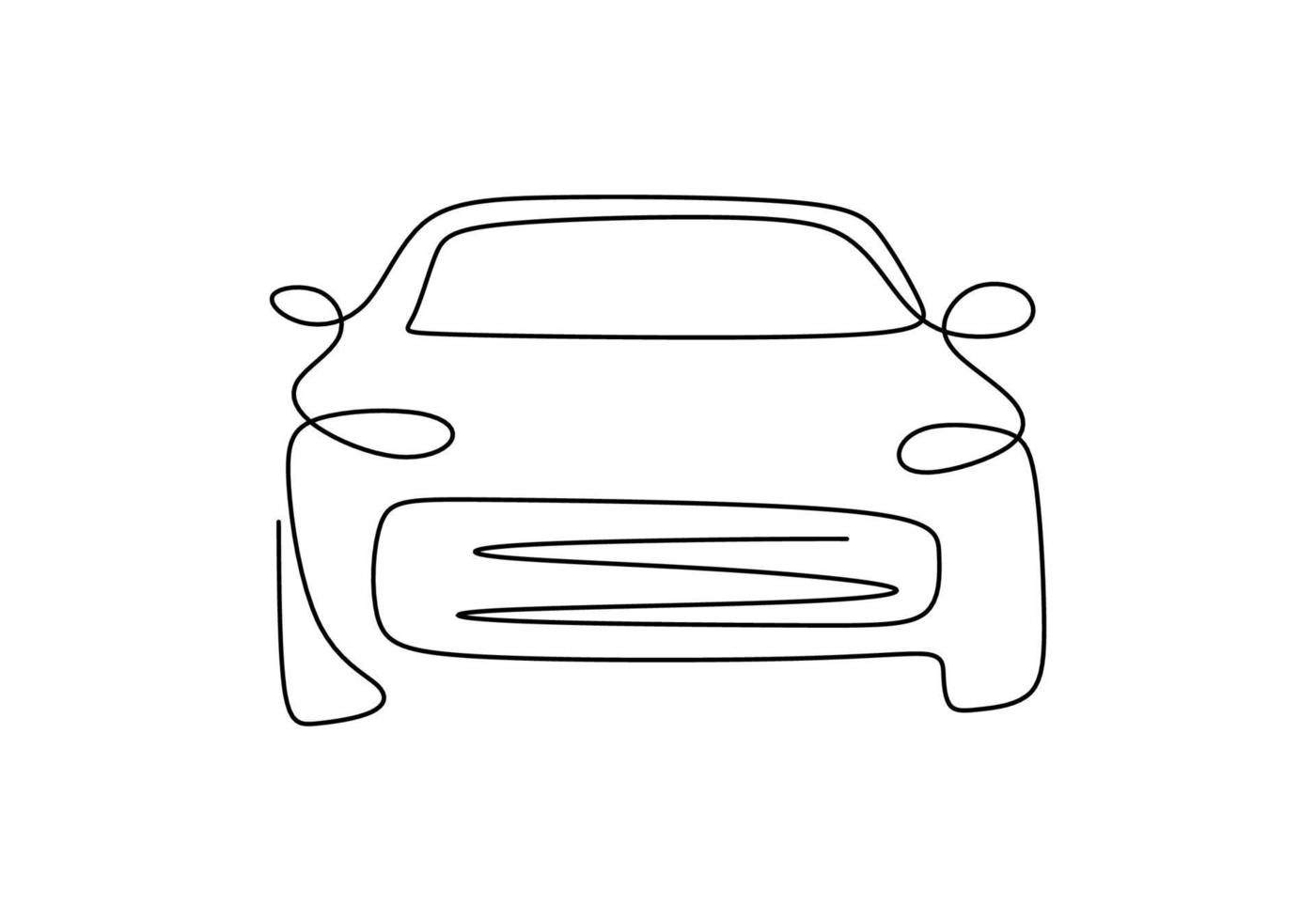 One continuous single line of car for transportation theme isolated on white background. vector