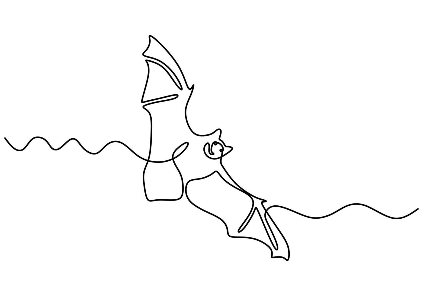 One continuous single line flying bat for international bat night vector