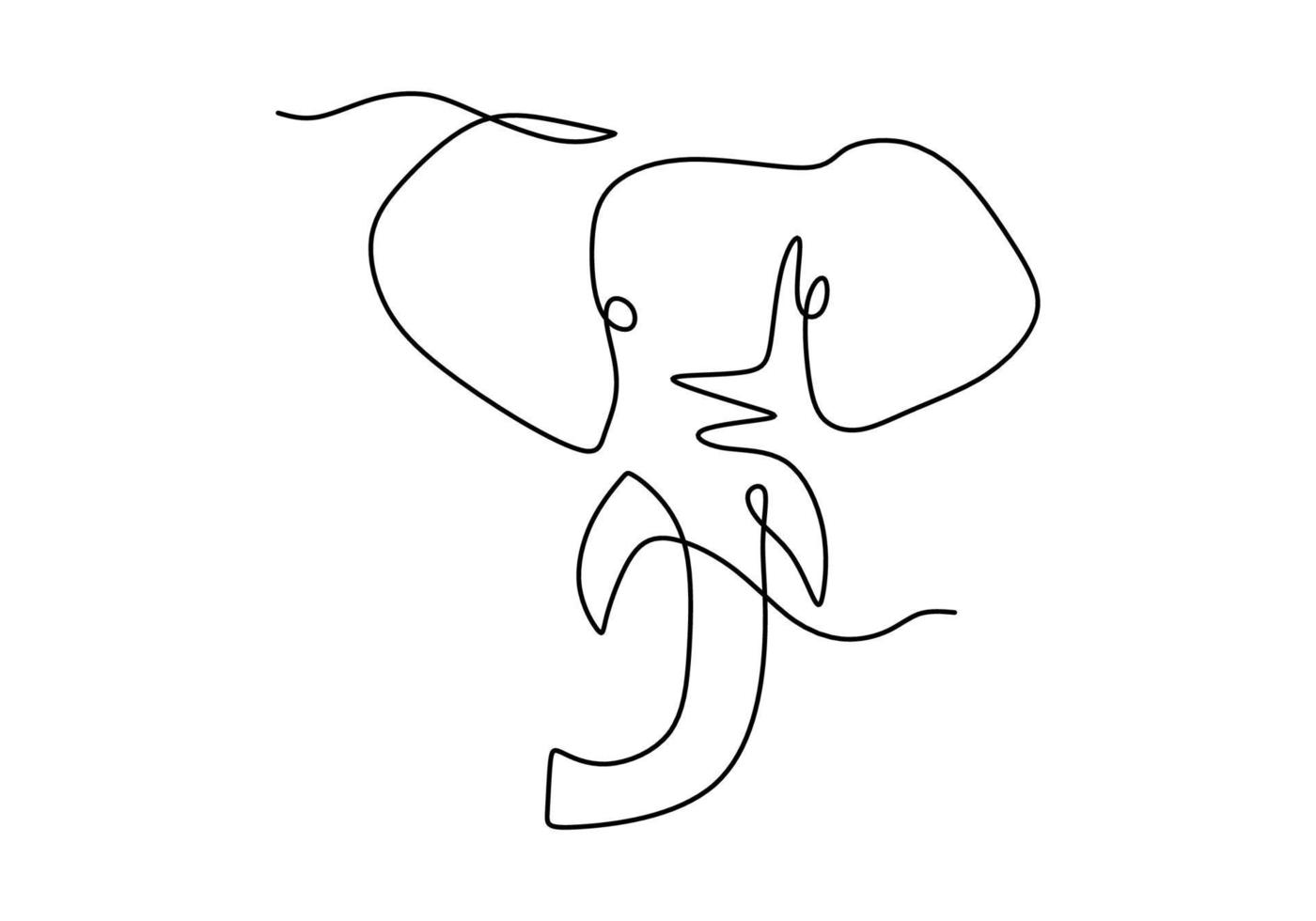 One continuous single line of elephant head for world elephant day vector