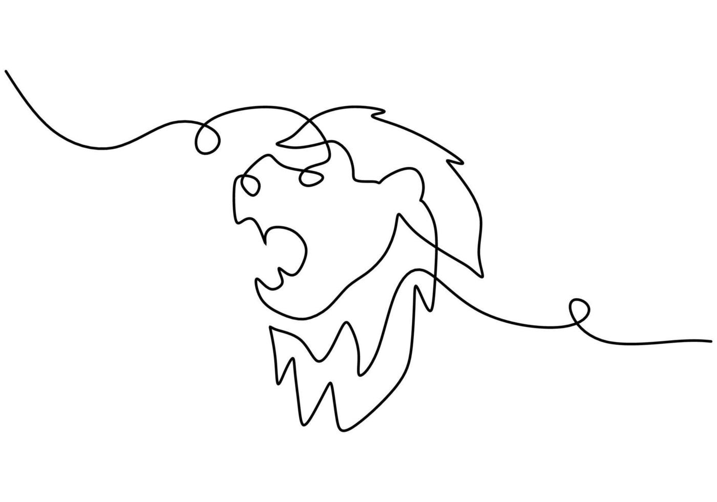 One continuous single line of lion head for world lion day isolated on white background. vector