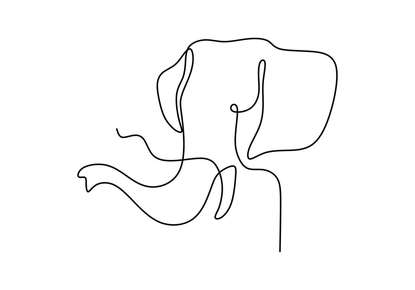 One continuous single line of big elephant head for world elephant day vector