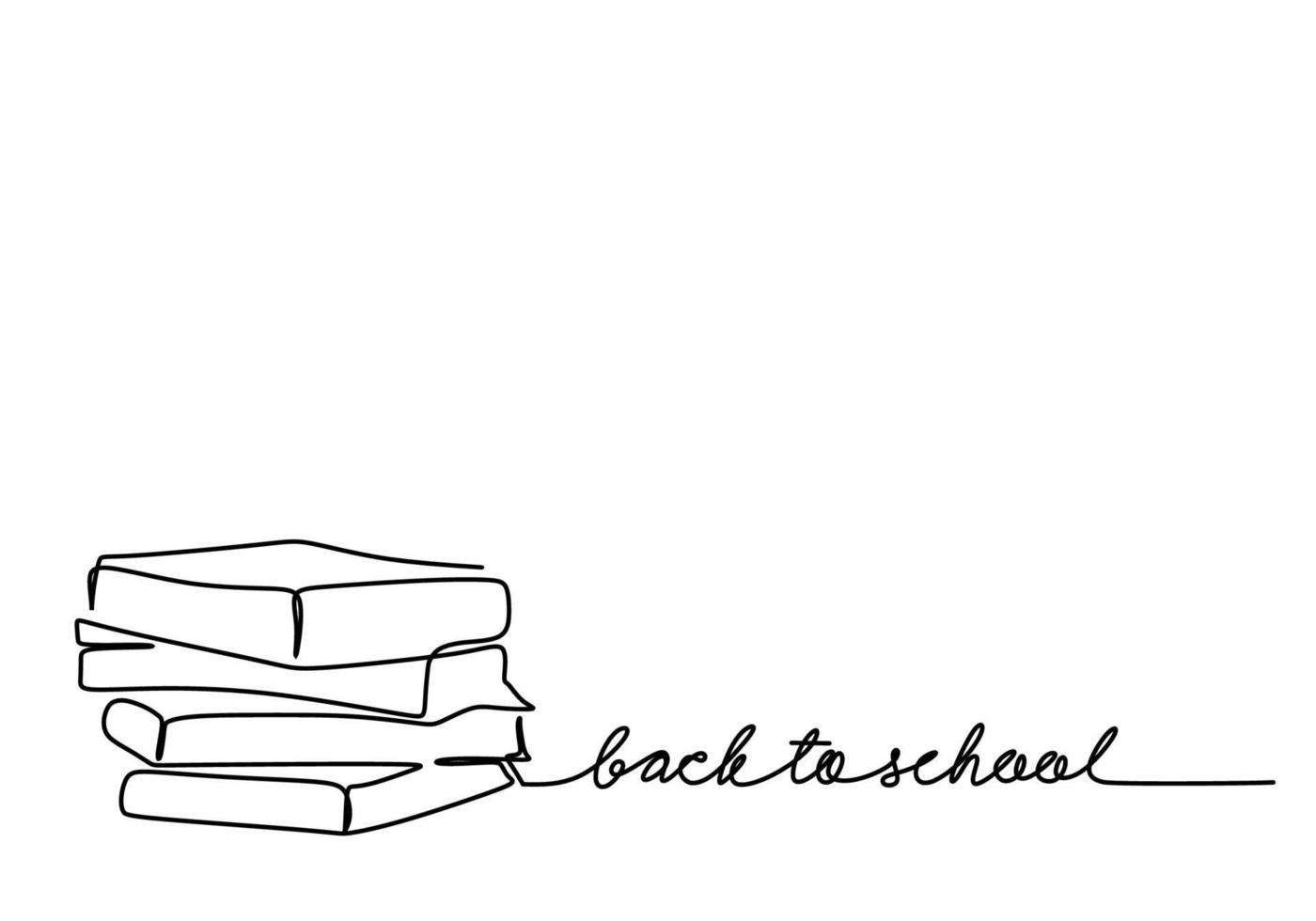 One continuous single line hand drawn of books pile for back to school theme isolated on white background. vector