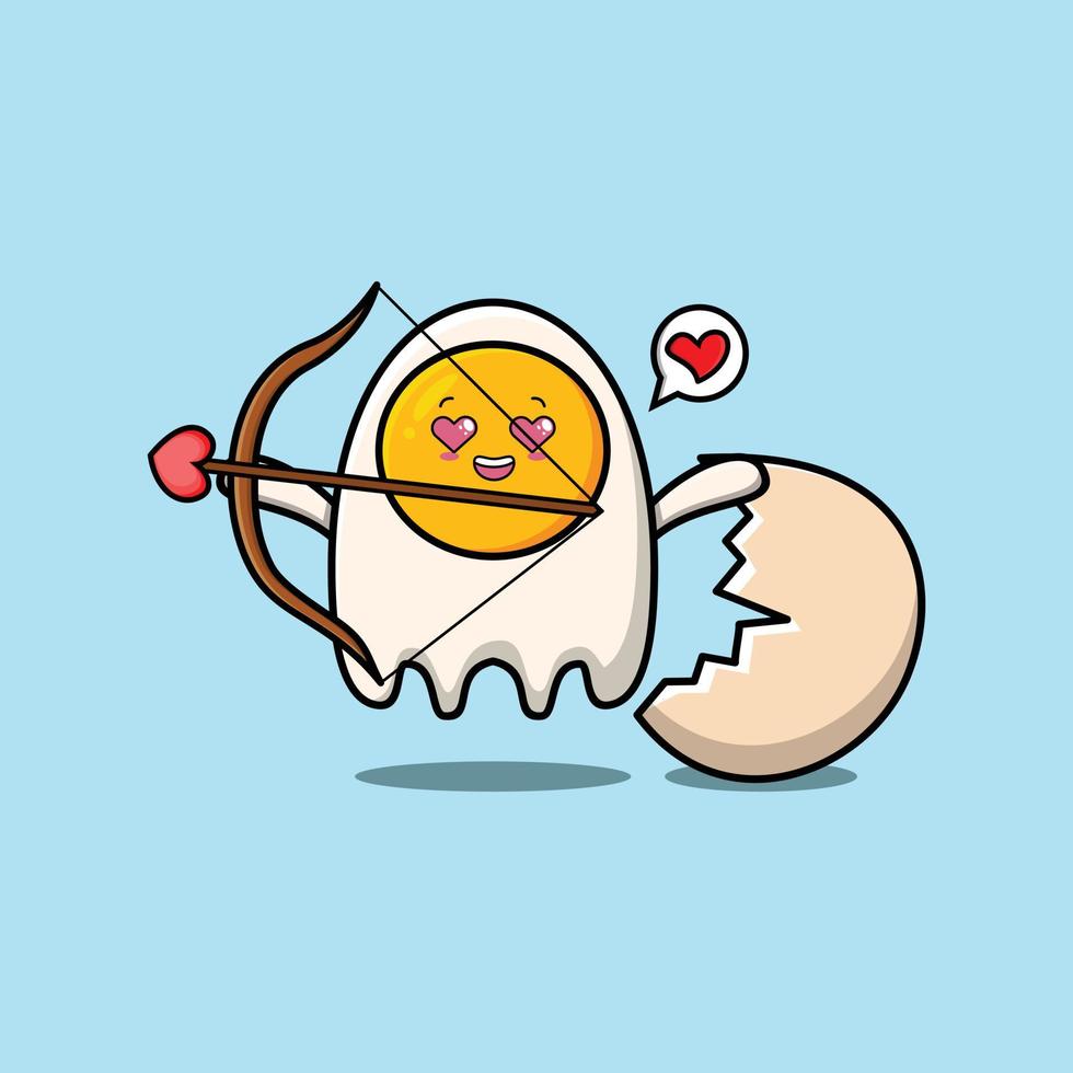 Cute cartoon mascot romantic cupid fried eggs vector