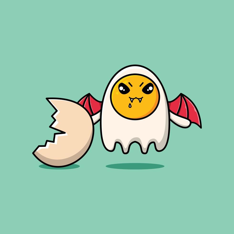 Cute mascot cartoon Fried eggs character dracula vector