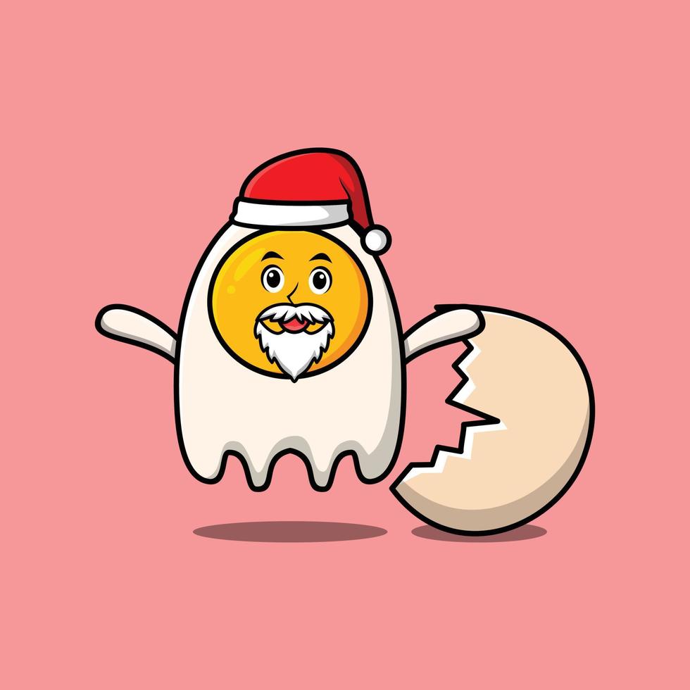 lindo personaje de dibujos animados huevos fritos santa claus vector