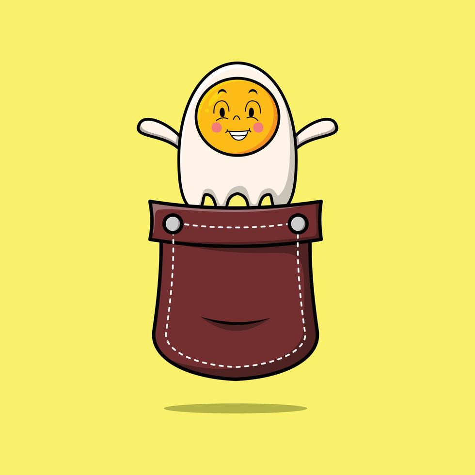 Cute cartoon fried eggs coming out from pocket vector