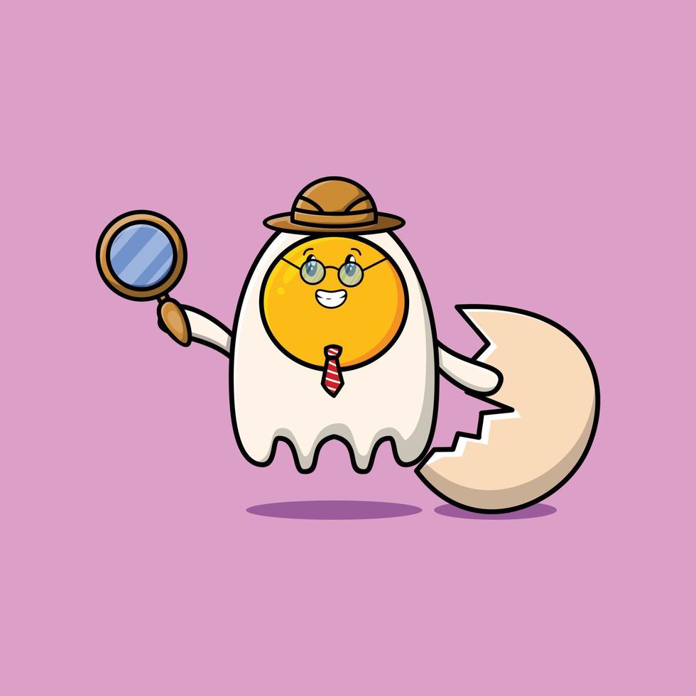 detective de huevos fritos de personaje de dibujos animados lindo vector