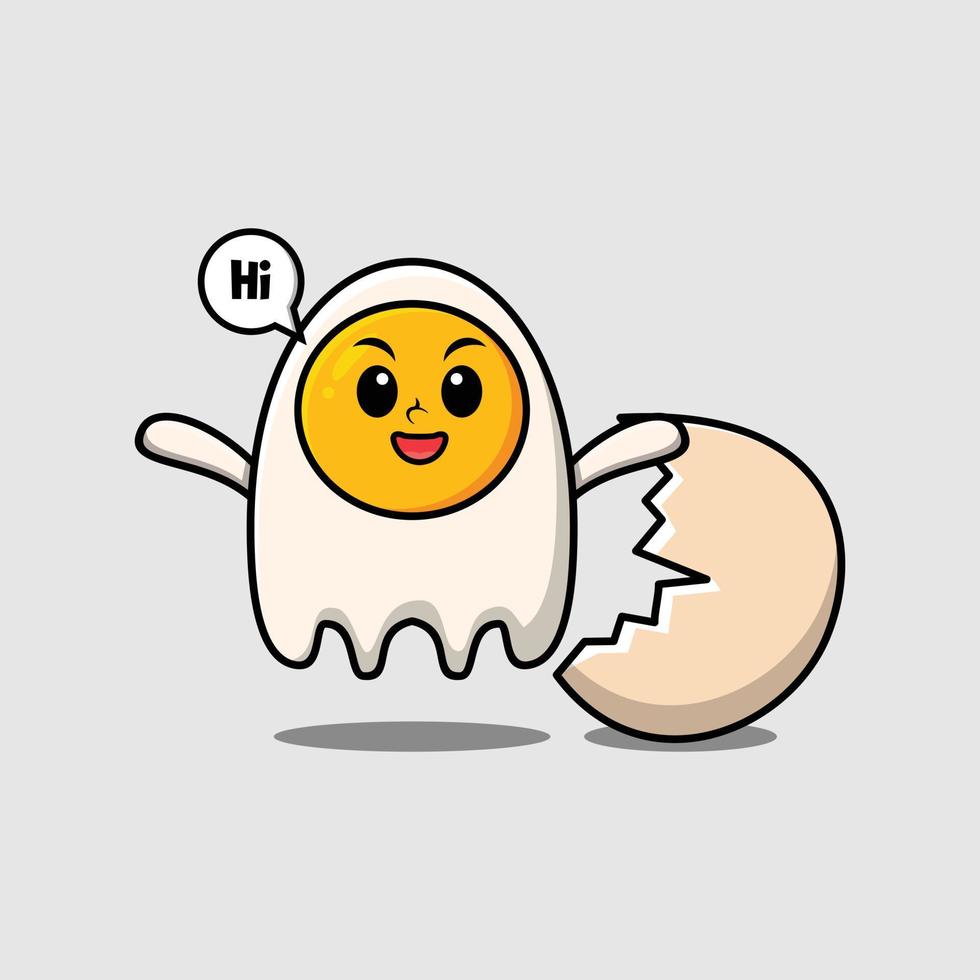 Cute cartoon fried eggs with happy expression vector