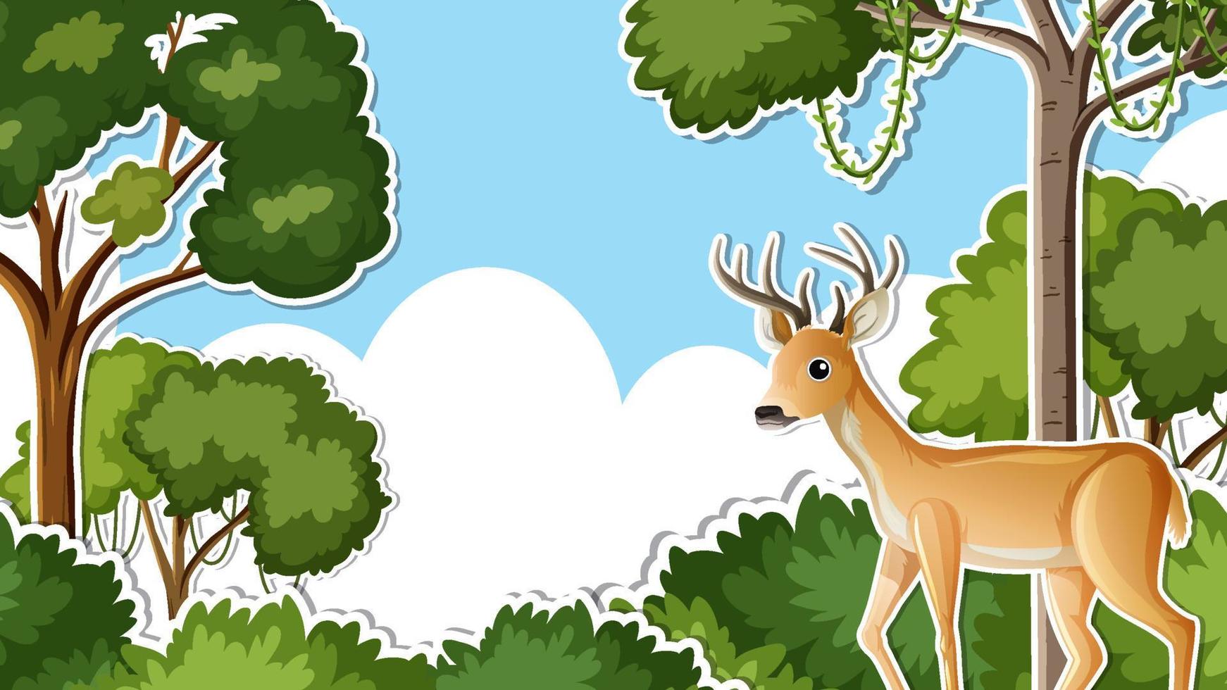 Thumbnail design with deer in the forest vector