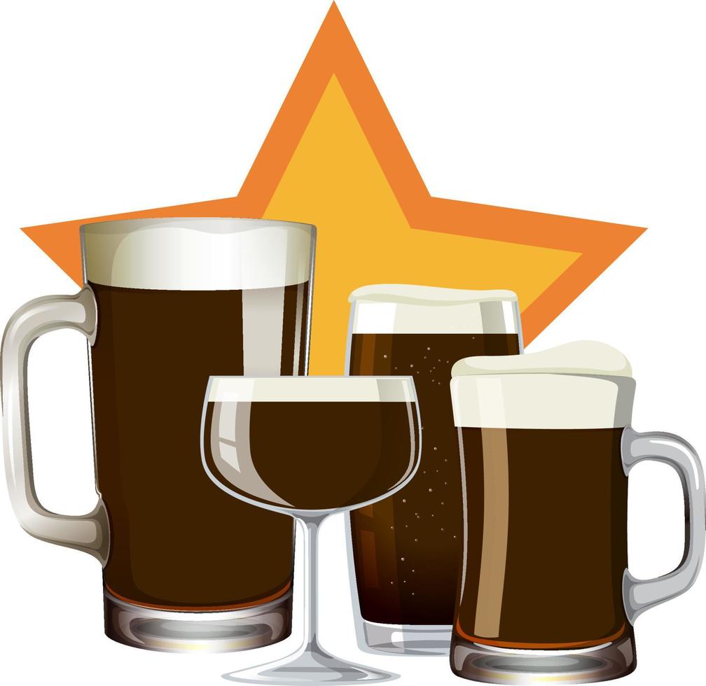 Alcohol drink in different glasses set vector