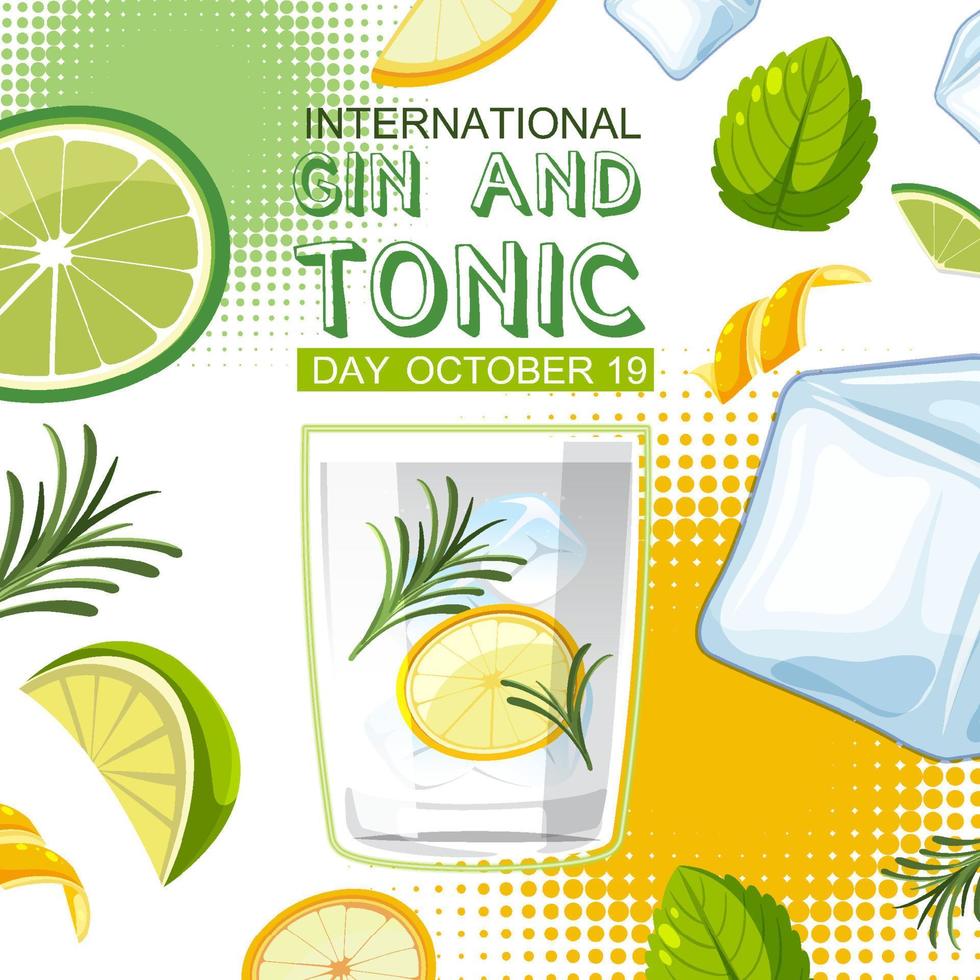 International gin and tonic day logo design vector