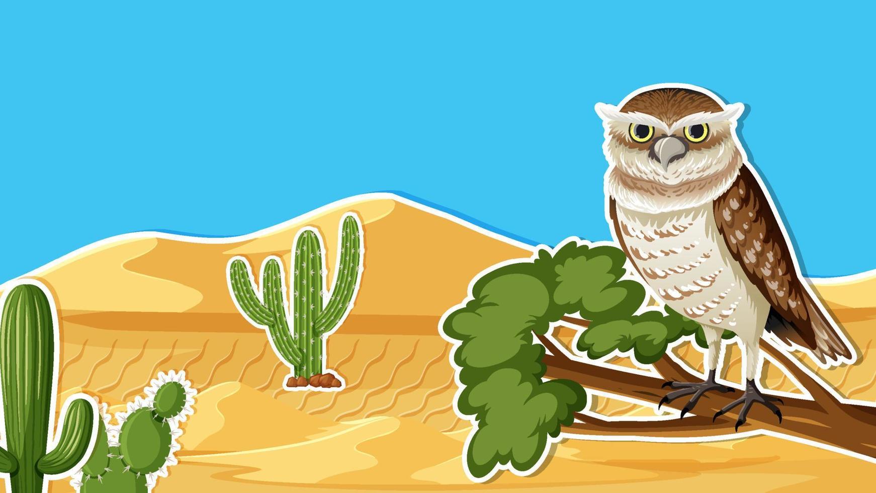 An owl in desert background vector