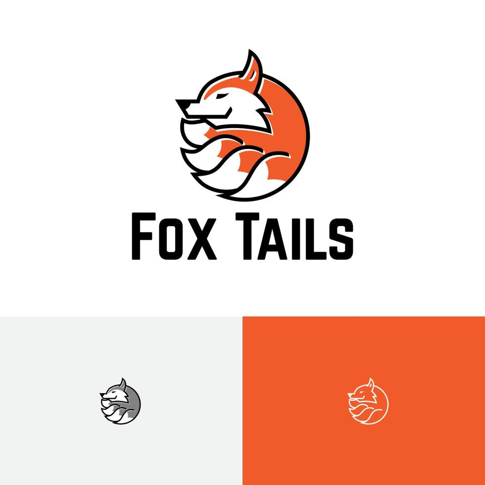 Fox Tails Cute Legendary Animal Wildlife Logo vector