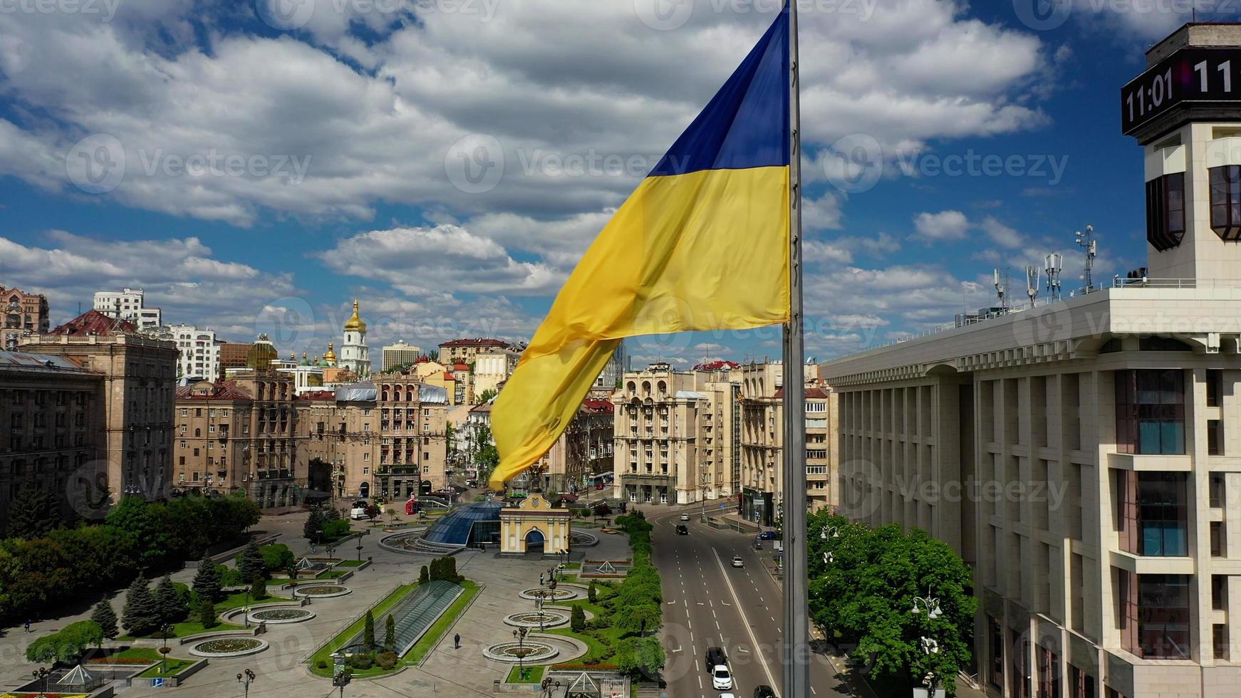 30.05.2020 Kiev Ukraine. Aerial photo of Maidan Nezalezhnosti.