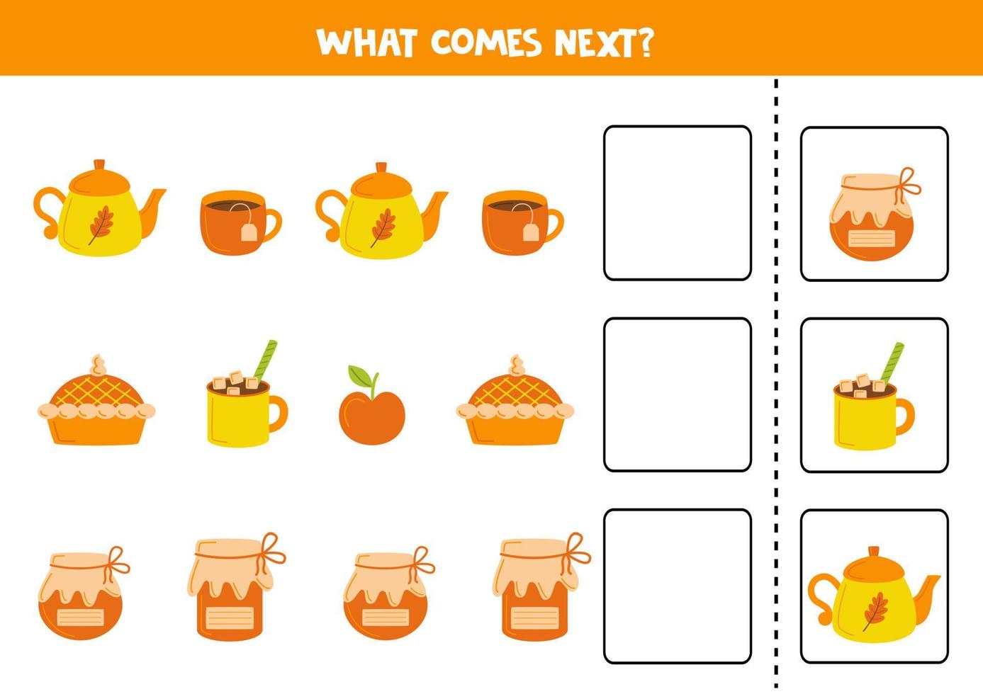 What comes next game with autumn elements. vector