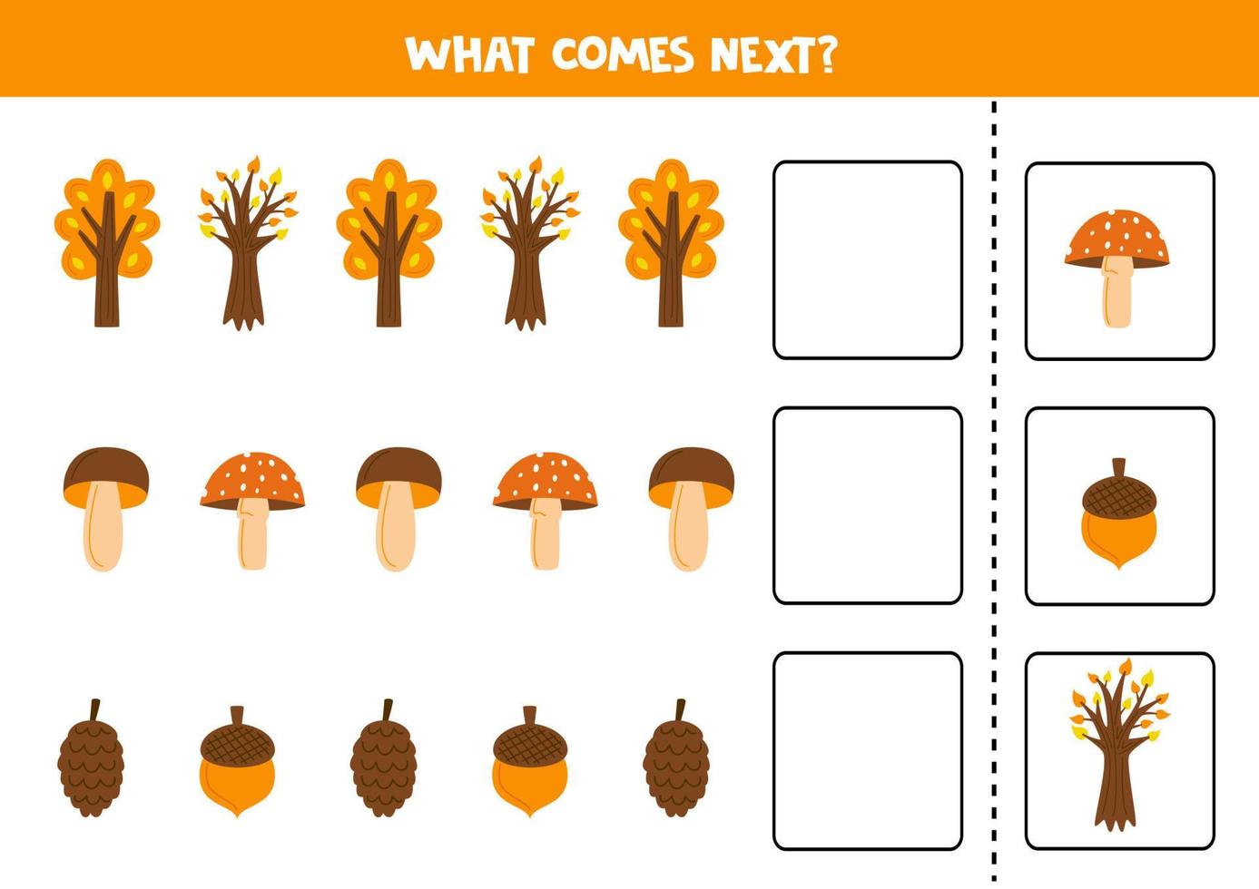 What comes next game with autumn elements. vector