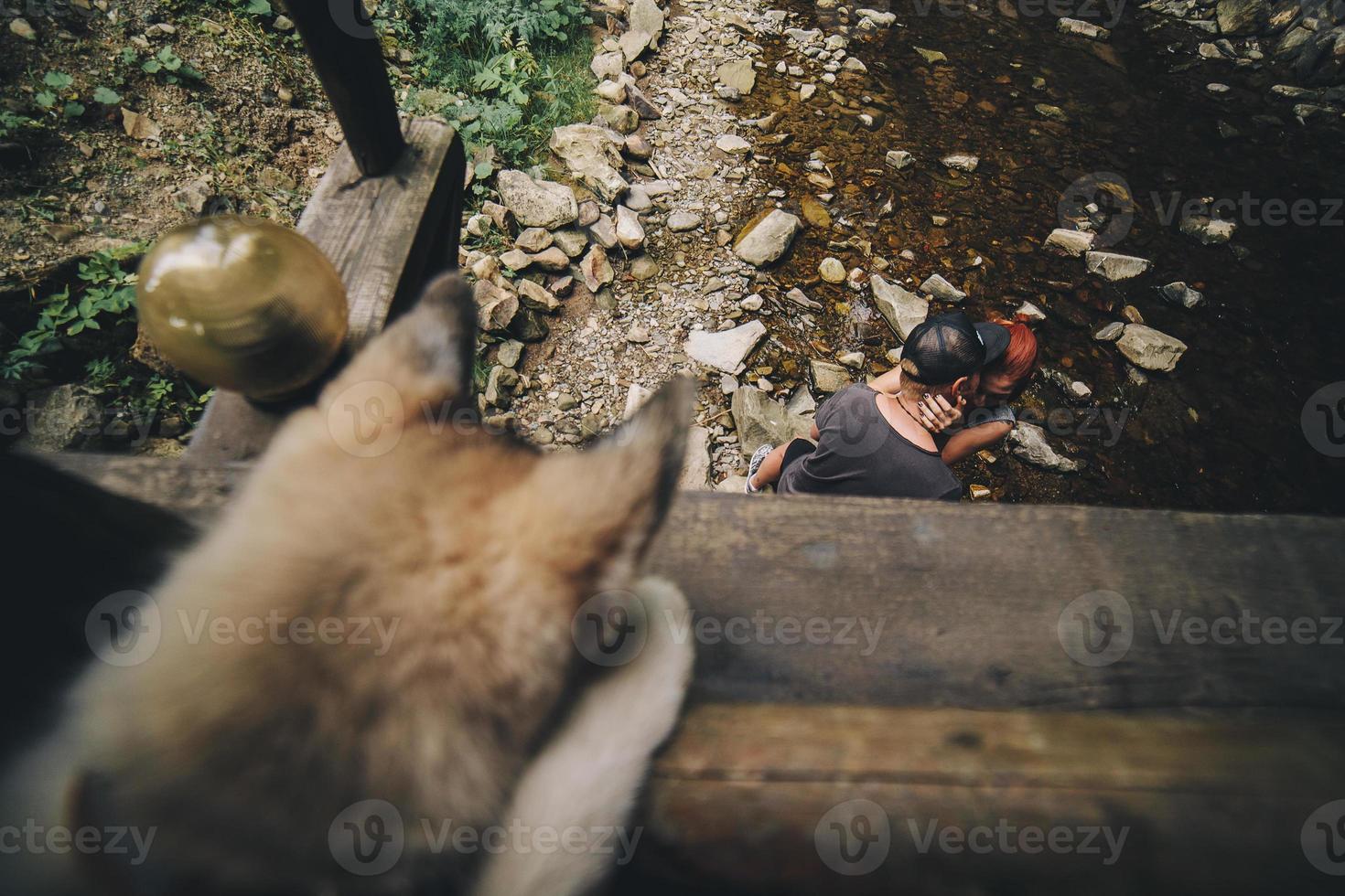 hermosa pareja en el fondo del bosque foto