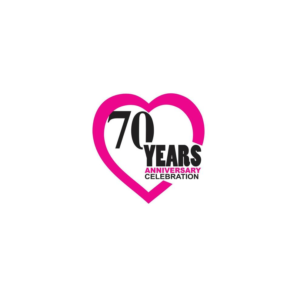 70 Anniversary celebration simple logo with heart design vector