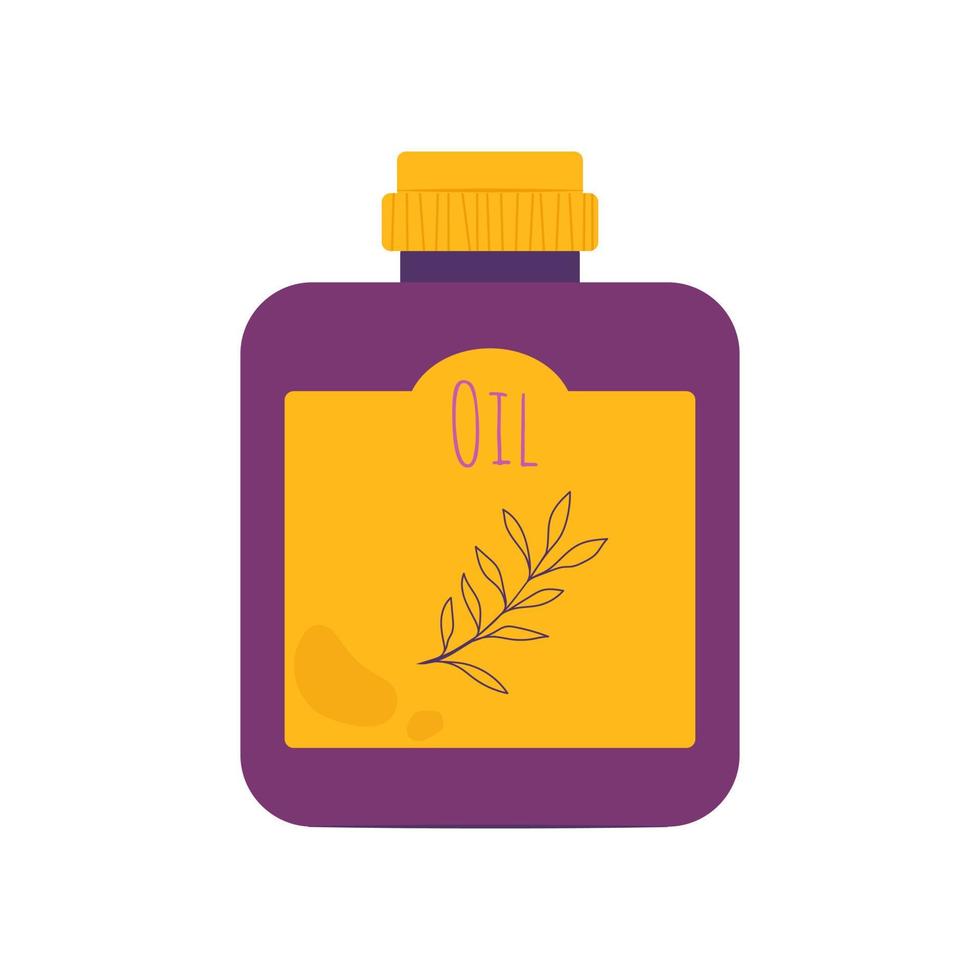 A bright jar of body care cosmetics. Body oil. Vector illustration in flat style