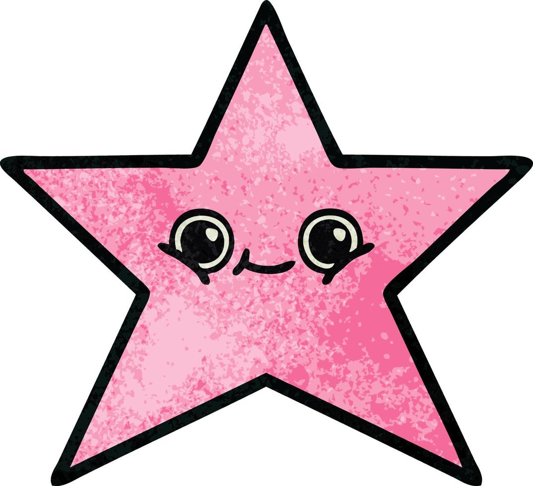 retro grunge texture cartoon star fish vector