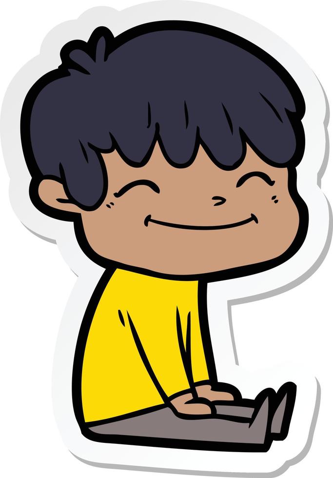 sticker of a cartoon happy boy vector