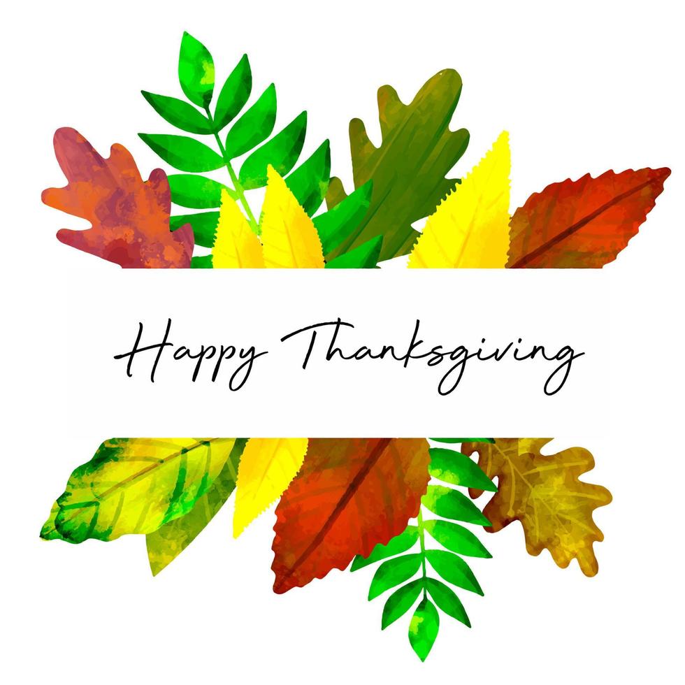 Autumn frame with colorful leaves with text Happy Thanksgiving vector