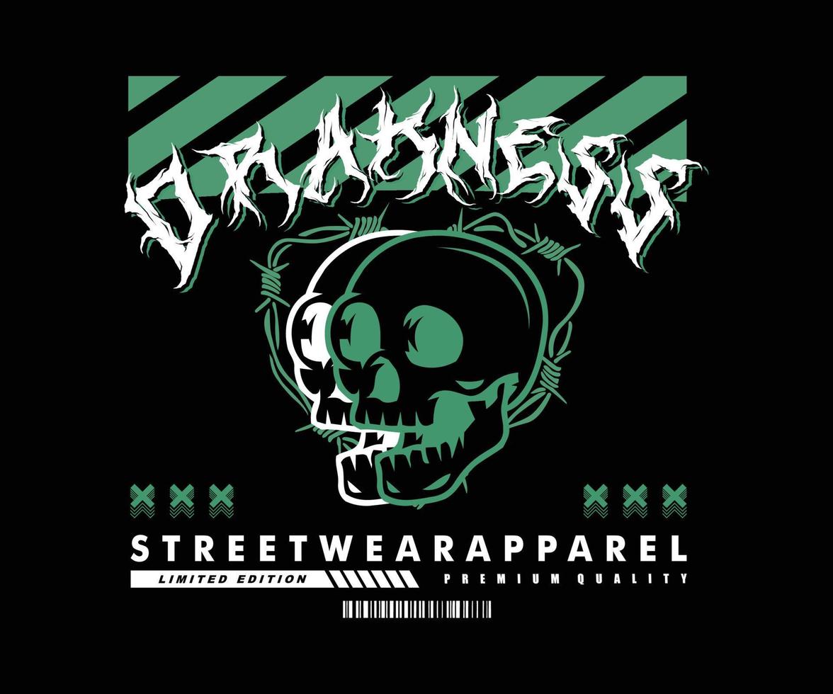 Skull Darkness, t shirt design, vector graphic, typographic poster or tshirts street wear and Urban Style