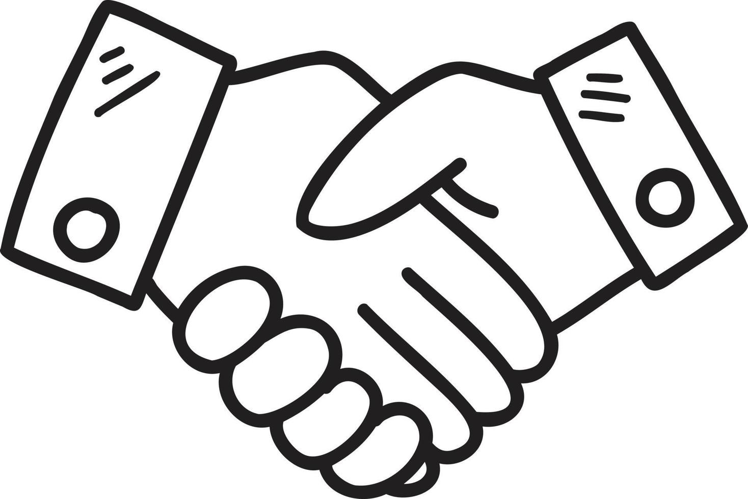 Hand Drawn hand shaking hands illustration vector