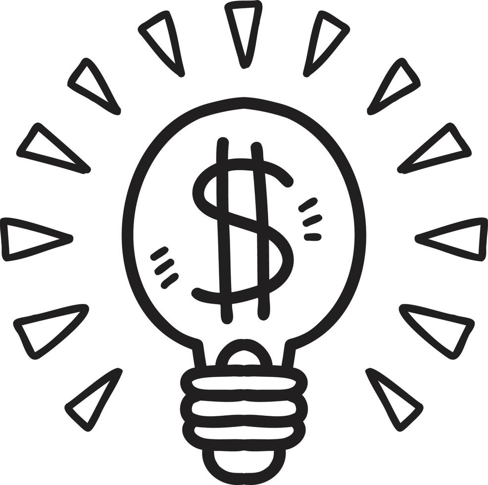 Hand Drawn light bulb and money illustration vector