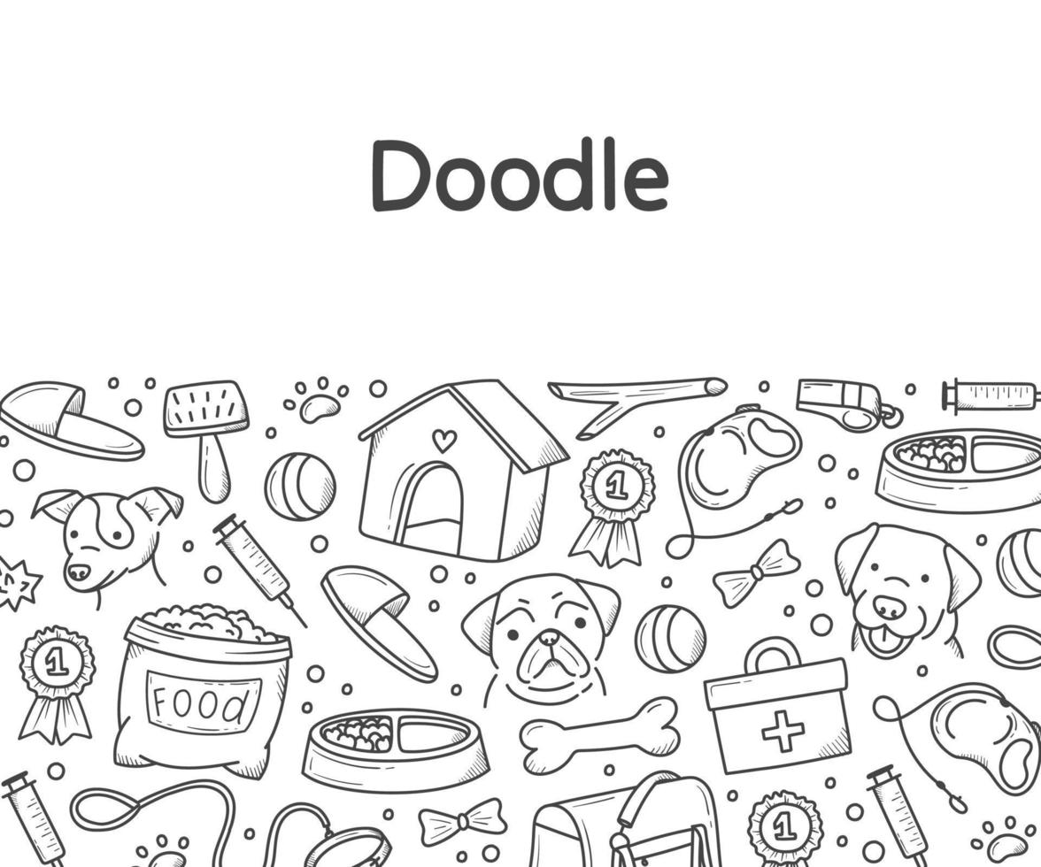 a frame made of  elements for pets. hand-drawn doodle vector