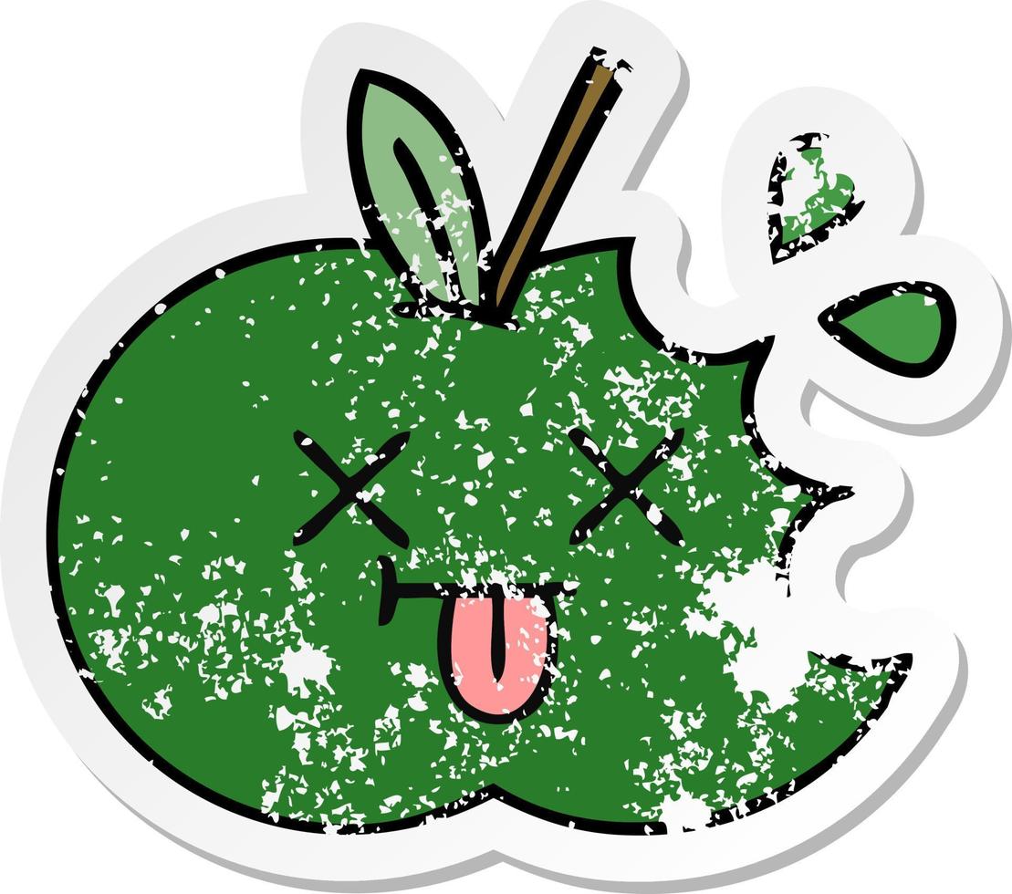 distressed sticker of a cute cartoon juicy apple vector