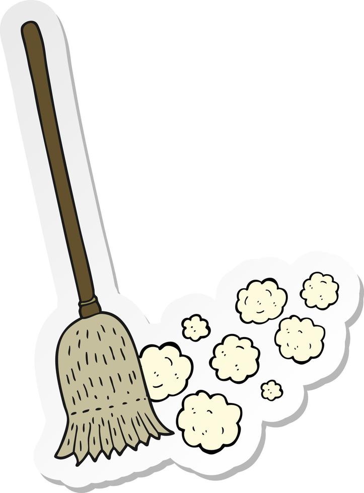 sticker of a cartoon sweeping brush vector