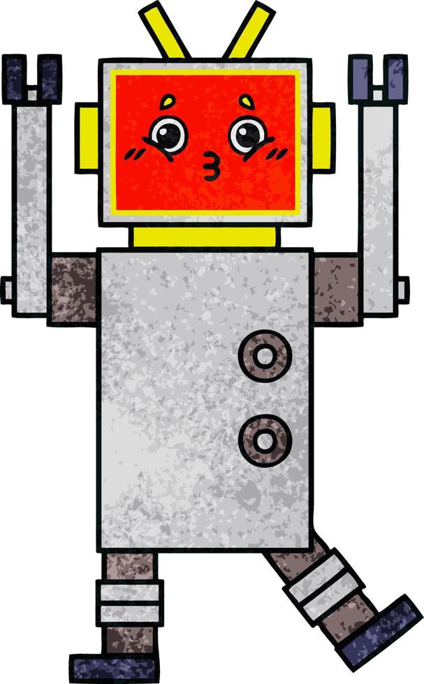 retro grunge texture cartoon robot vector