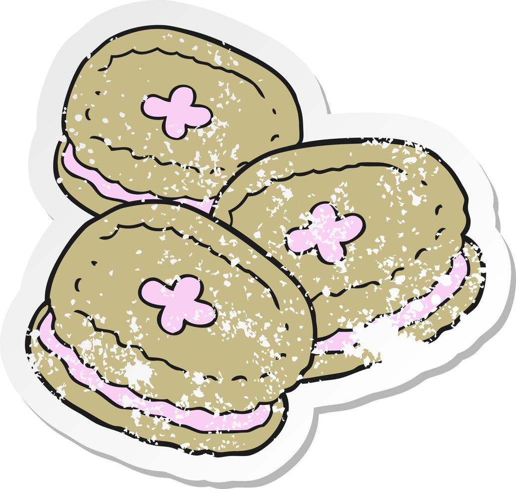 retro distressed sticker of a cartoon biscuits vector