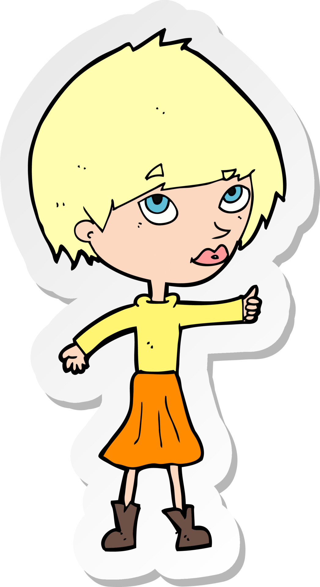 Sticker Of A Cartoon Woman Giving Thumbs Up Symbol 11746850 Vector Art Sticker Of A Cartoon Woman Giving Thumbs Up Symbol 11746850 Vector Art