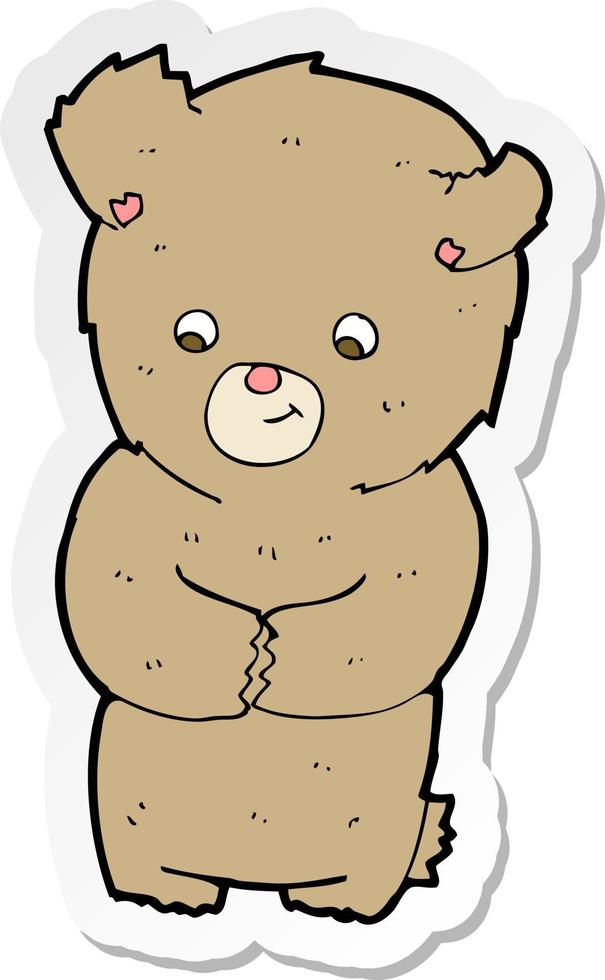sticker of a cartoon teddy bear vector