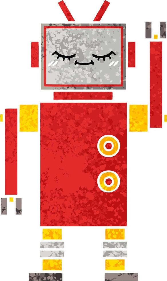 retro illustration style cartoon robot vector