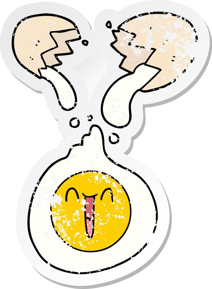 distressed sticker of a cartoon cracked egg vector